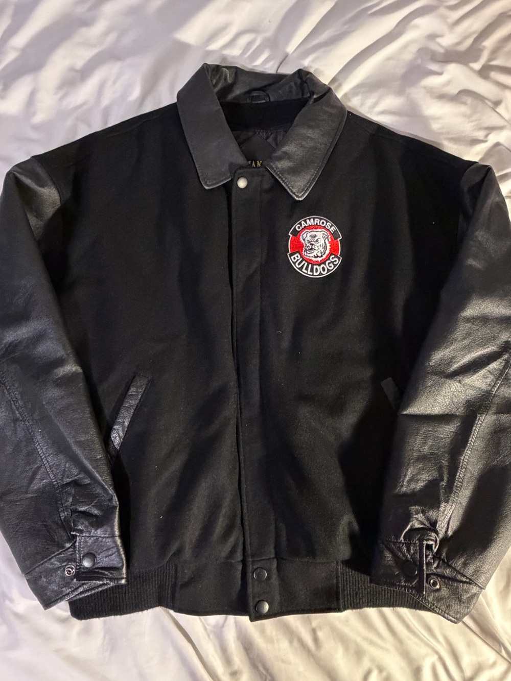 Vintage Bulldogs Black Men's Varsity Jacket